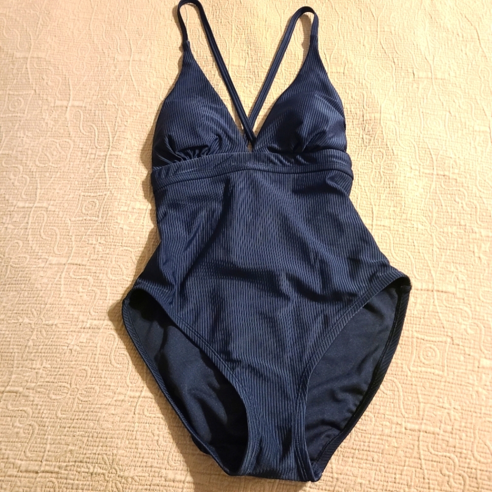 Time and tru, black one piece swimsuit